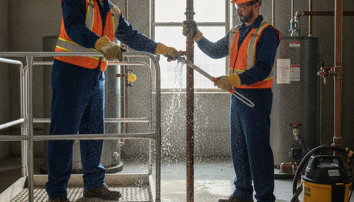 Emergency plumber in Atlanta, GA repairing a burst pipe for same-day service