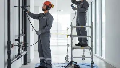 Atlanta, GA plumber using leak detection equipment for home water leak repair