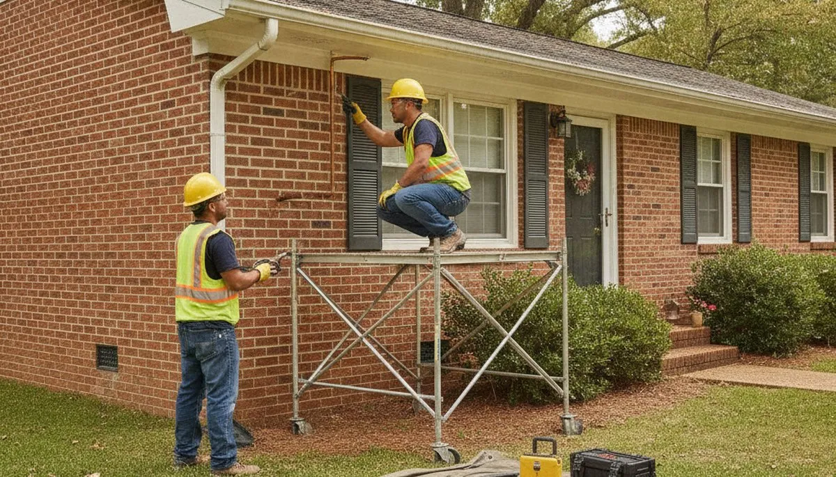Atlanta, GA emergency plumber repairing a leaky pipe for a residential plumbing service