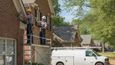 Atlanta plumber providing emergency plumbing repair service in a residential neighborhood
