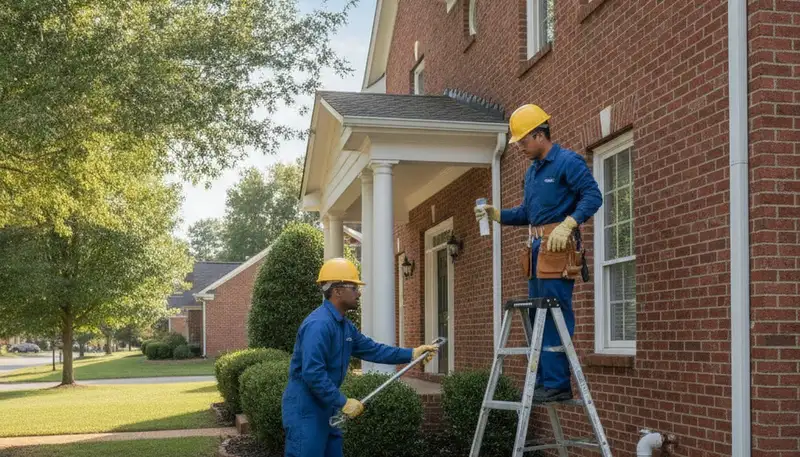 Atlanta, GA emergency plumber repairing a burst pipe for a plumbing repair service