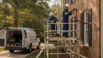 Plumbing repair technician in Atlanta, GA servicing an emergency plumbing system