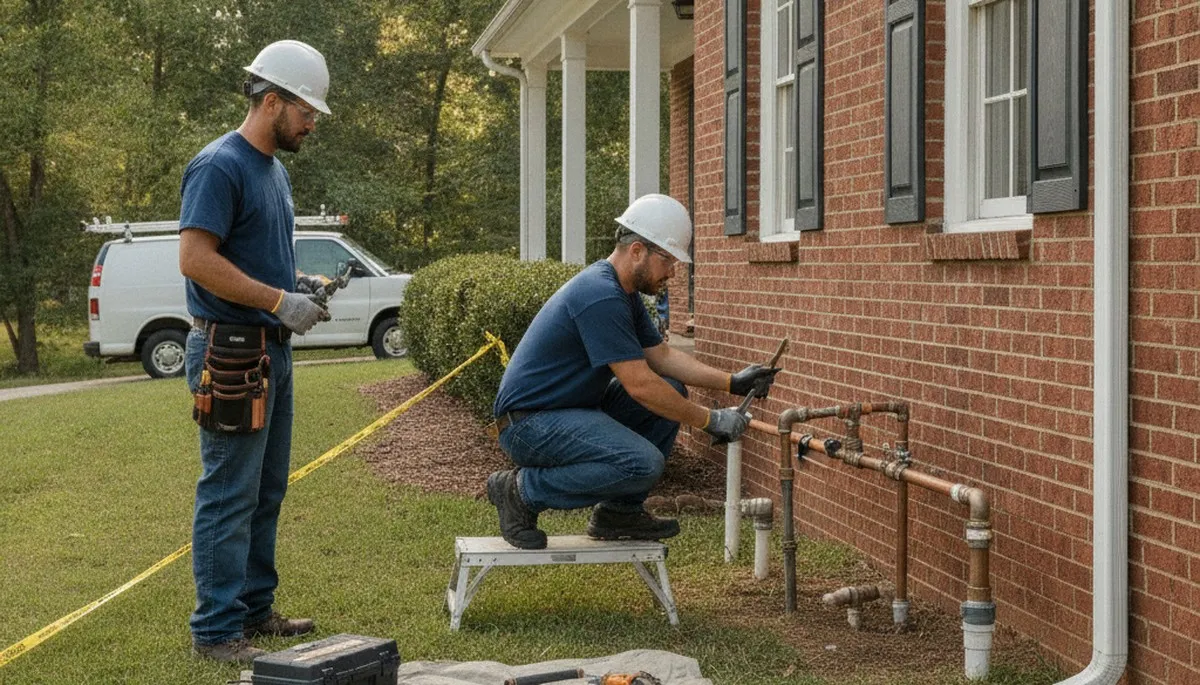 Atlanta, GA emergency plumber repairing a residential pipe for fast plumbing service