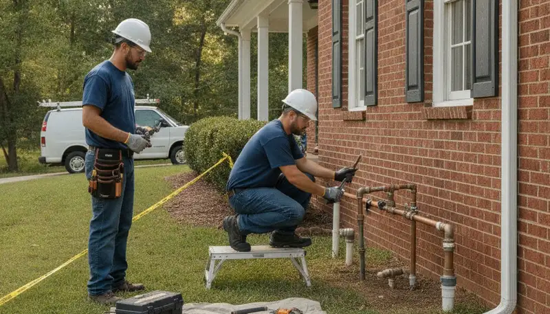 Atlanta, GA emergency plumber repairing a residential pipe for fast plumbing service