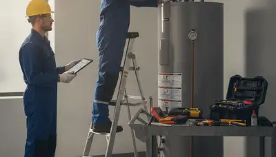 Atlanta plumber repairing water heater for Atlanta, GA homes with on-call emergency service