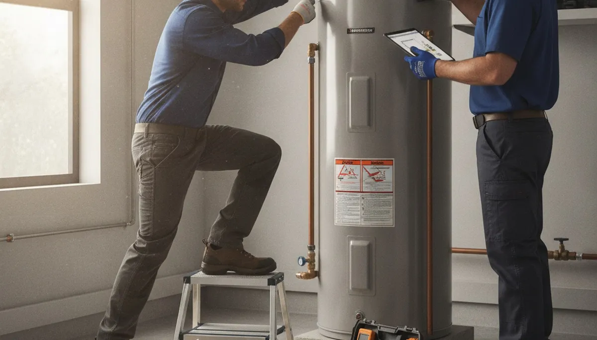 Atlanta, GA plumber repairing a water heater for reliable hot water service