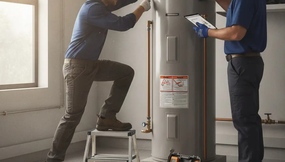 Atlanta, GA plumber repairing a water heater for reliable hot water service